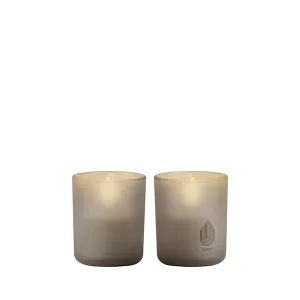 Glass Candle, Sandstone, 2-pack, 6x7 cm